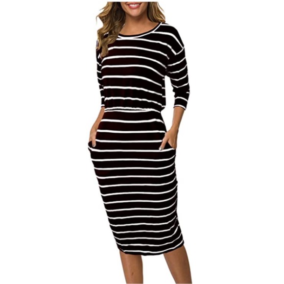 Moyabo 3/4 Sleeve Casual Office Pencil Dress - Picture 2 of 7